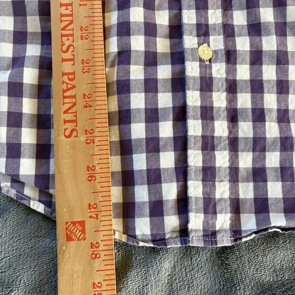 J. Crew Men’s Slim Fit Size Large Purple & White Check Long Sleeve Button Down